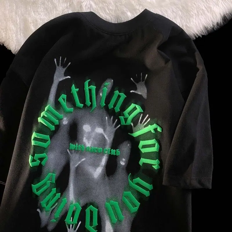 تي شيرت حريمي جديد موضة صيف 2022 تي شيرت بأكمام قصيرة مطبوع عليه حروف تيشرت بسيط مطابق للكل تي شيرت ثنائي فضفاض Y2k