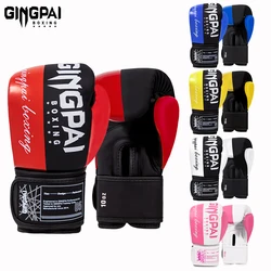 GINGPAI 4-12oz Boxing Gloves Professional Adult Sanda Muay Thai Fighting Gloves Men Women Kids Training Sandbag Free Fight MMA