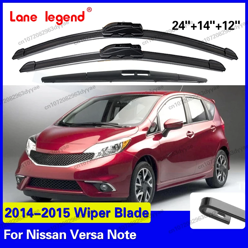 

For Nissan Versa Note 2014 - 2015 Front Rear Windshield Wiper Blades 3pcs Windscreen Window Accessories 24"+14"+12"