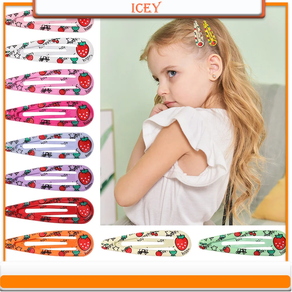 

1pc Strawberry Hair Clips Girls Alloy Hairpins Glitter Heart Shaped Green Hair Barrettes Clips Kids Headwear Hair Accessories