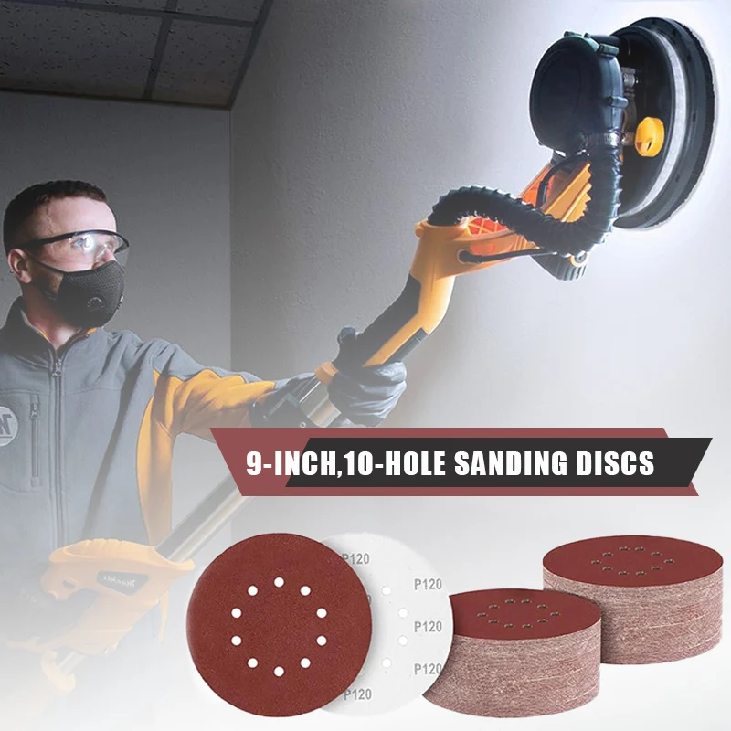 

50 Pcs 9 Inch 10 Hole 225mm Sanding Discs Wall Woodworking Metal Grinding Disc Abrasive Polishing Tool 40-2000 Grit Sandpaper