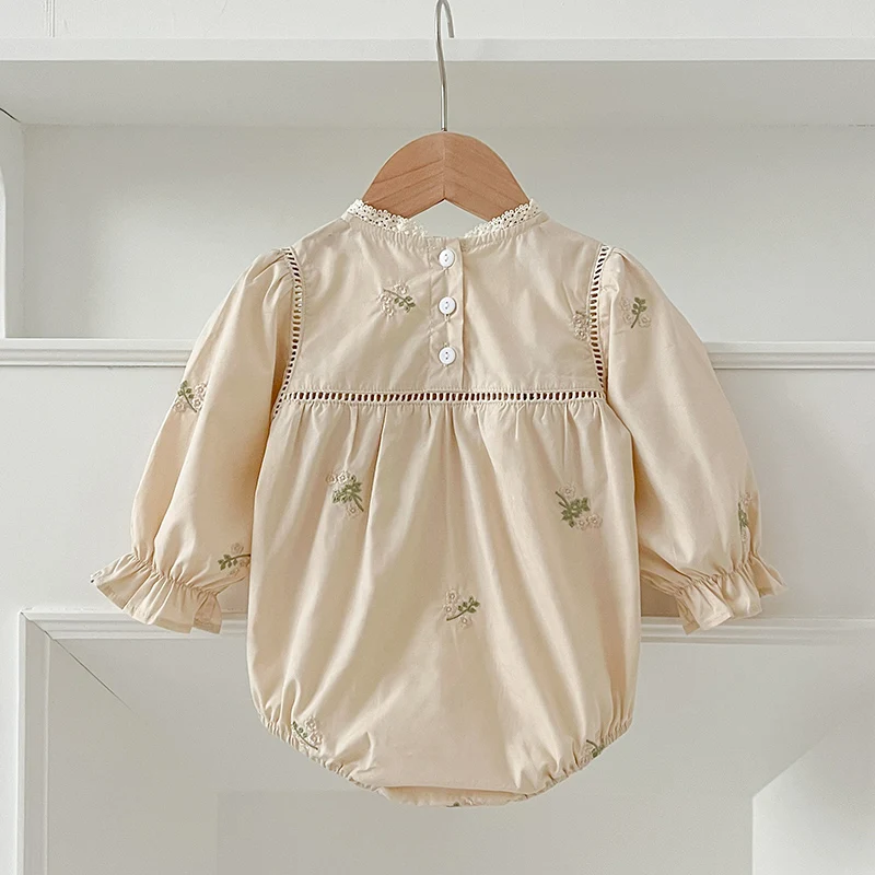 2025 New Spring 0-24M Baby Girl Clothing Toddler Baby Girl Romper Long Sleeved Cotton Embroidery Korean Style Climbing Suit image 2