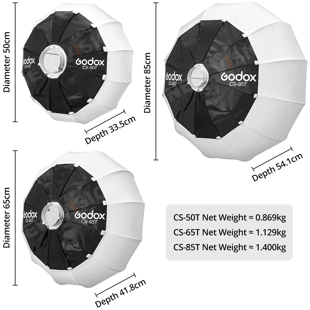 Godox CS-50T 50cm CS-65T 65cm CS-85T 85cm Collapsible Lantern Softbox Quick-install Portable Round Shape Bowens Mount Softbox