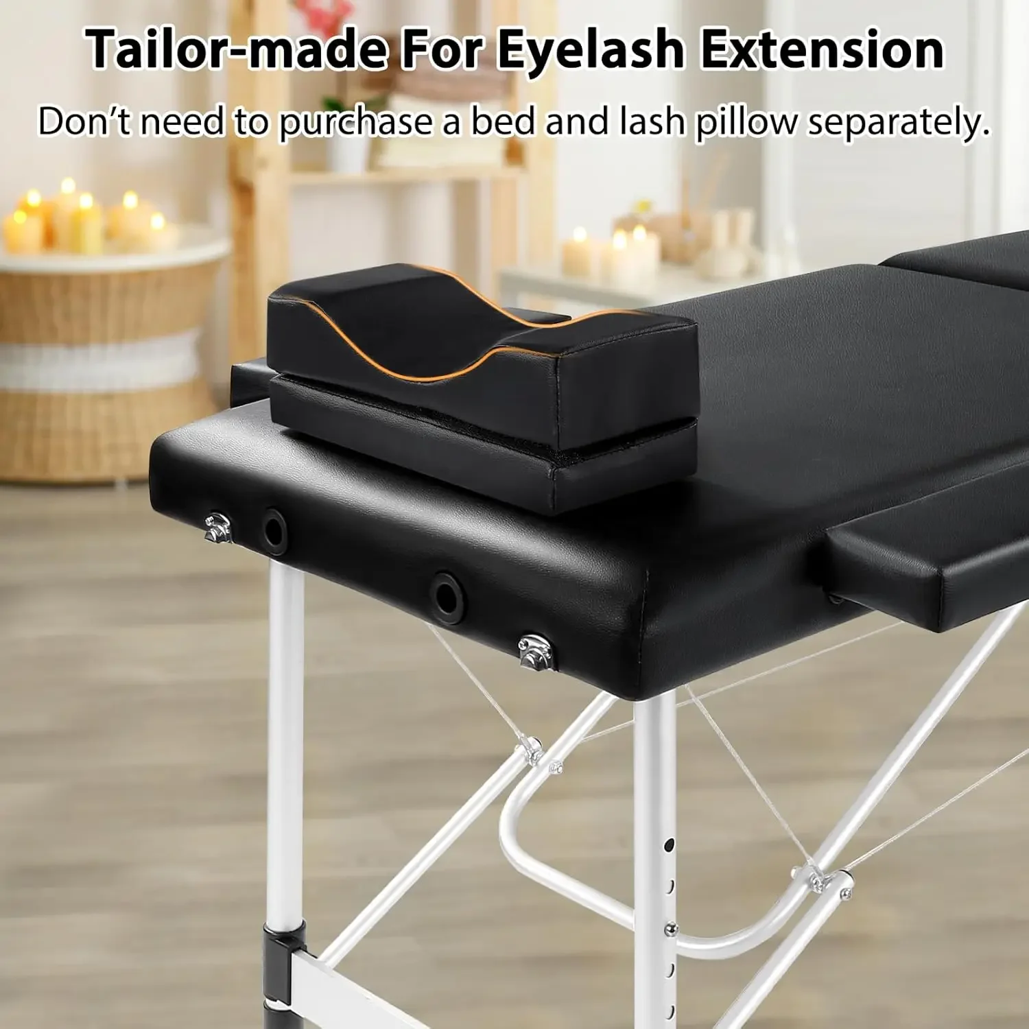 Table de Énergie Portable pour Extensions de Cils avec Oreiller, Accessoire de Salon, Spa