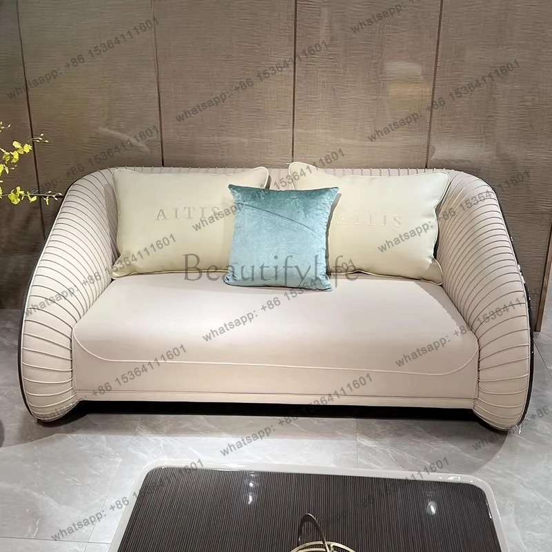 Italian light luxury leather living room series high-end villa furniture sofa