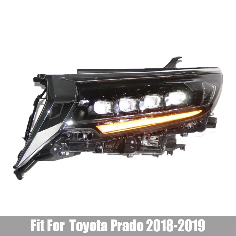 

Headlight Assembly Fit for Toyota Land Cruiser Prado 2018 - 2019 Modified LED Crystal Lens Matrix Headlamp Daytime Running Light