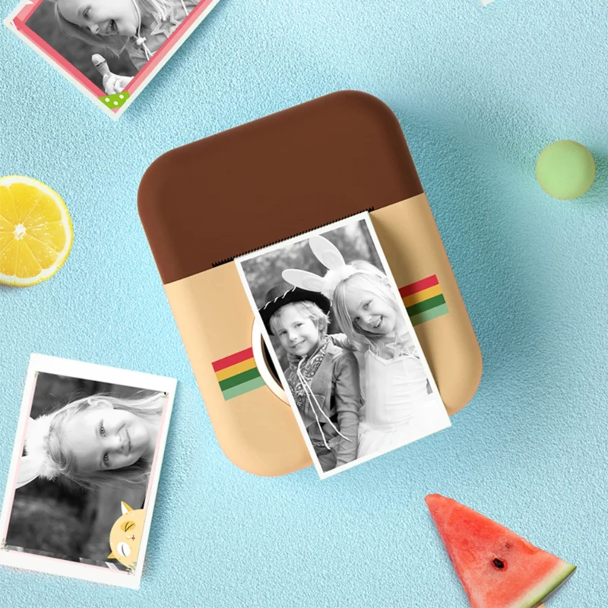 كاميرا فورية للأطفال عبوة ورق طباعة 3 لفات طباعة حرارية بدون قلب لـ 53 مللي متر/57 مللي متر طابعة صور إيصالات متنقلة محمولة