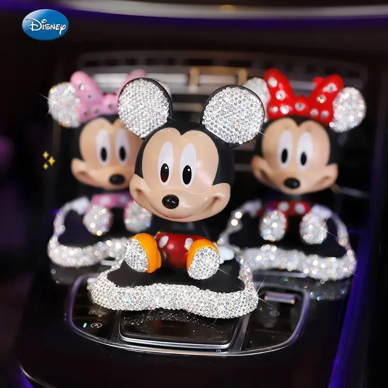 

Disney Mickey and Minnie diamond car interior decoration shaking head cartoon cute girl car dashboard decoration