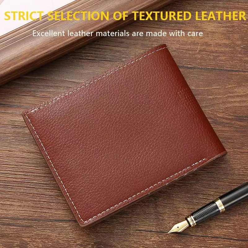 Fashion Men Short Wallet Small Solid Wallets PU Leather Purse Simple Retro Card Holder Ultra-thin Money Clip Personality