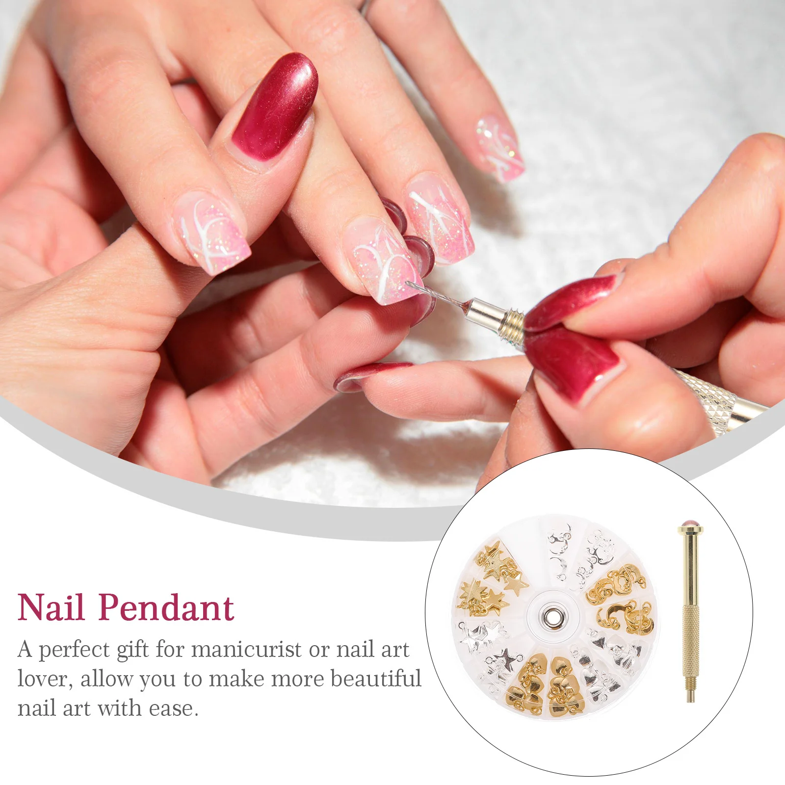 1 مجموعة مسمار الحفر أداة مع استرخى سحر مسمار DIY قلادة مجموعة المحمولة مانيكير ثقب عدة هدية مانيكير ثقب قلادة