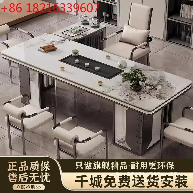 Luxury stone rock slab tea table Modern tea table and chair combination Simple light luxury high sense