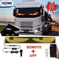 Nueva aplicación LED para camión, coche, luz de ojo del diablo, Control remoto de música, patrón de texto personalizado, pantalla de iluminación para tablero, parabrisas, 12V, 24V
