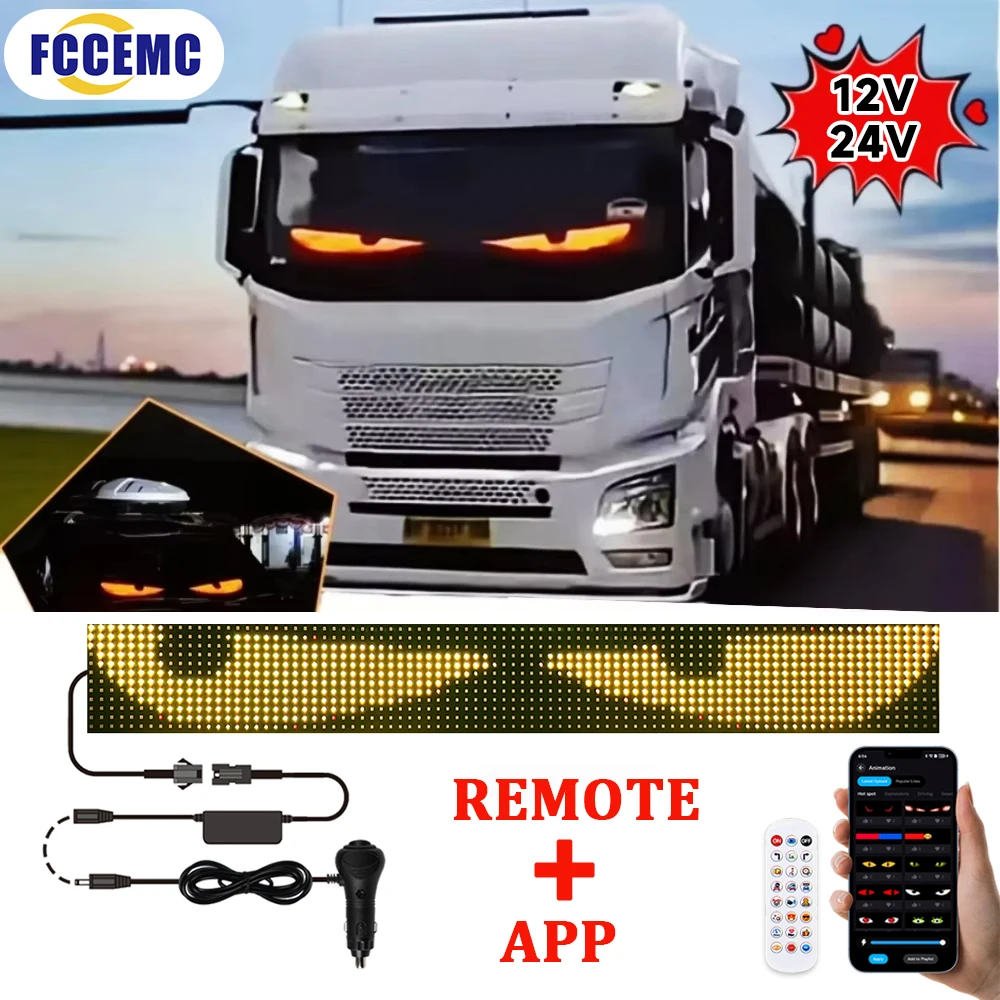 New APP LED Truck Car Devil Eye Light Remote Music Control Custom Text Pattern Lighting Display For Board Windshield 12V 24V
