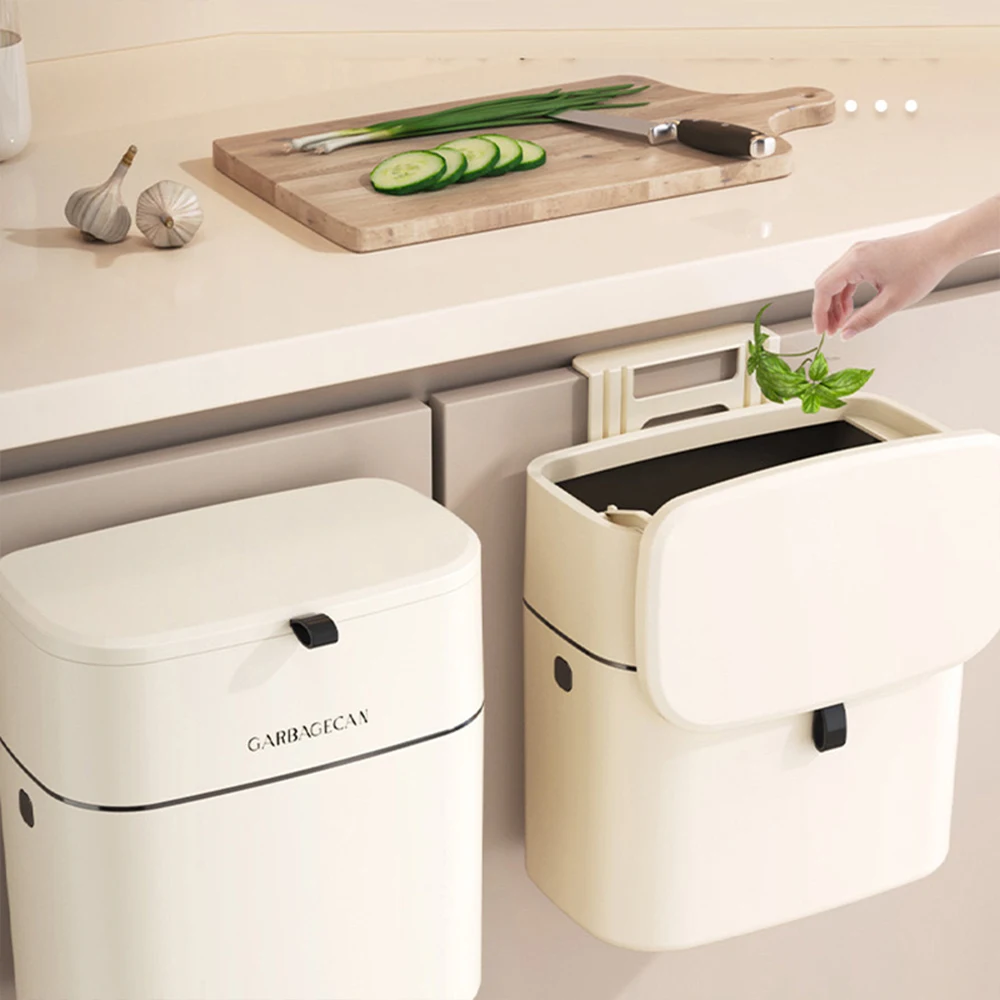 Stylish Hanging Trash Can for Household Toilets - Large Capacity, Square Design, Convenient Clamshell Lid