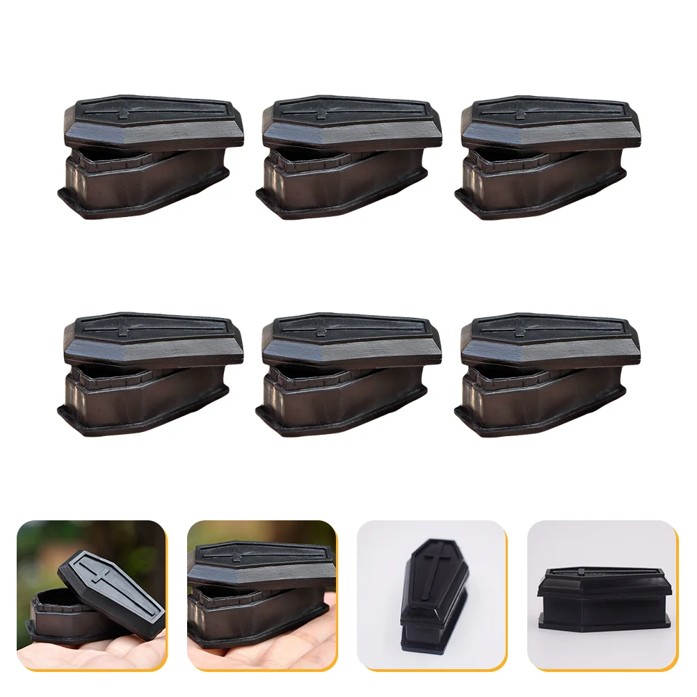 12 Pcs Fake Funeral Coffin Model Goth Home Decor Prank Prop Halloween Miniatures Container Black