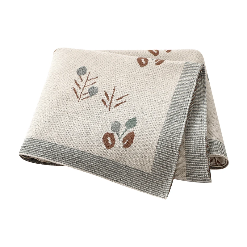 

100*80cm Newborn Baby Cotton Blankets Knitted Infant Boys Girls Stroller Bassinet Swaddle Wrap Cradle Quilts Breathable Cellular