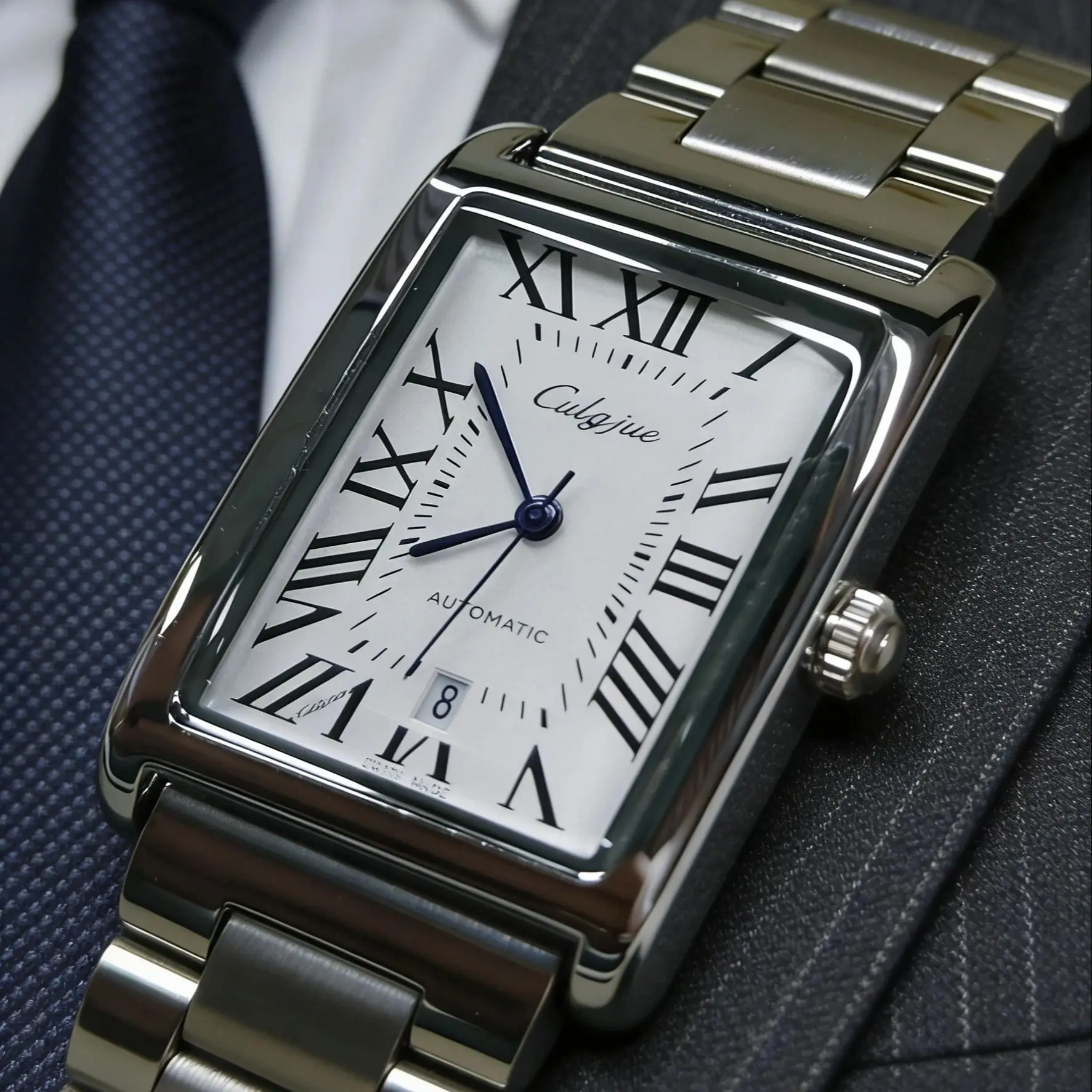 New Luxury Square Men's Quartz Watch with Roman Numeral Dial, Stainless Steel Strap, Waterproof, Casual Business Wristwatch, Stylish and Versatile, Handsome European and American Style Classic Men's Timepiece, Gift for Him