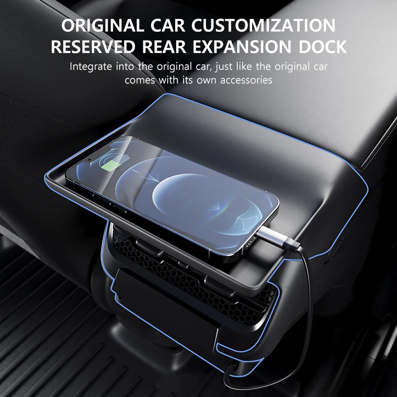 NovaAcc-bandeja de almacenamiento de ventilación trasera para Tesla Model Y 2024-2021 Model 3 2023-2021, caja de reposabrazos trasero, accesorios