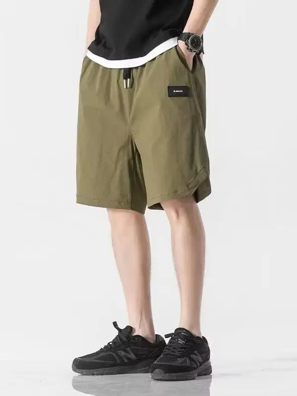 

Spor Dstring Men's orts Youth Casual Loose Fit Pure Color High Street Summer Youthful Straight Leg Five-Quarter Length