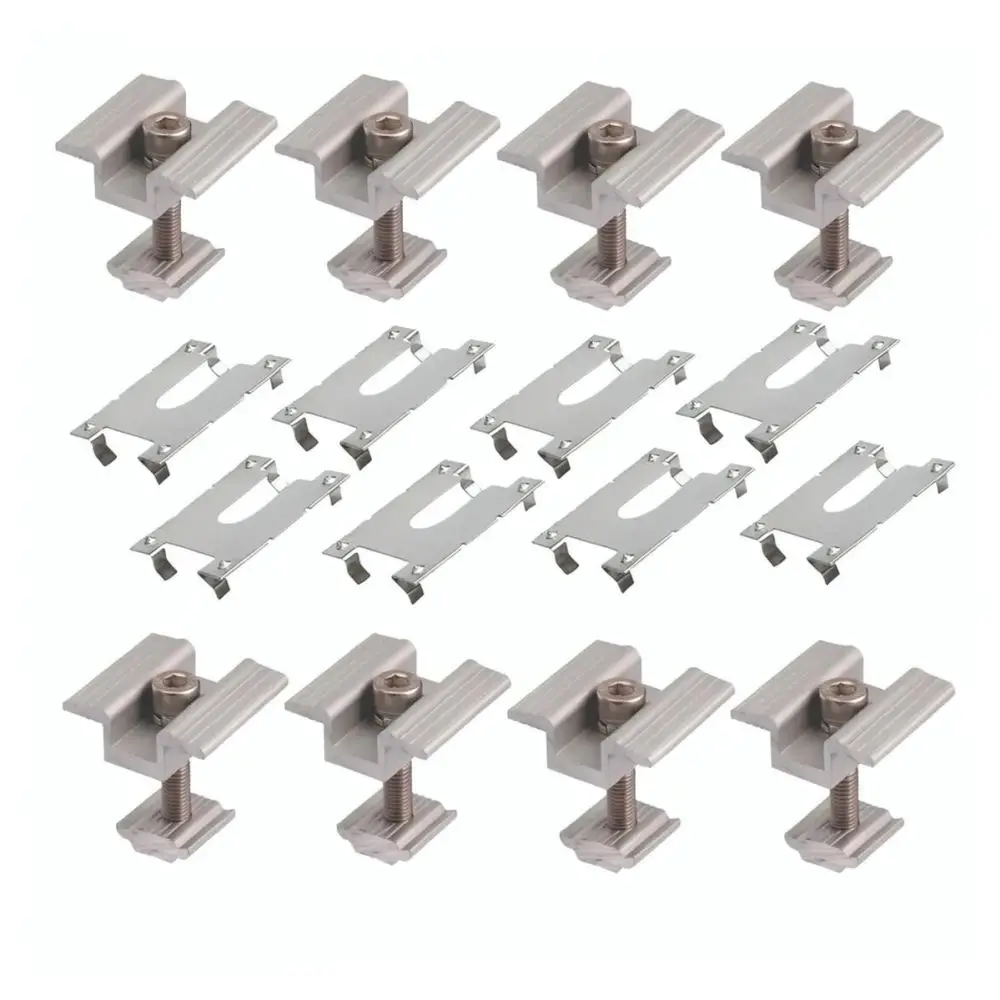 Solar Panel Mid Clamp Aluminum Fastener Photovoltaic System Bracket Connector Hardware Roof Ground Mount Structural Support Part