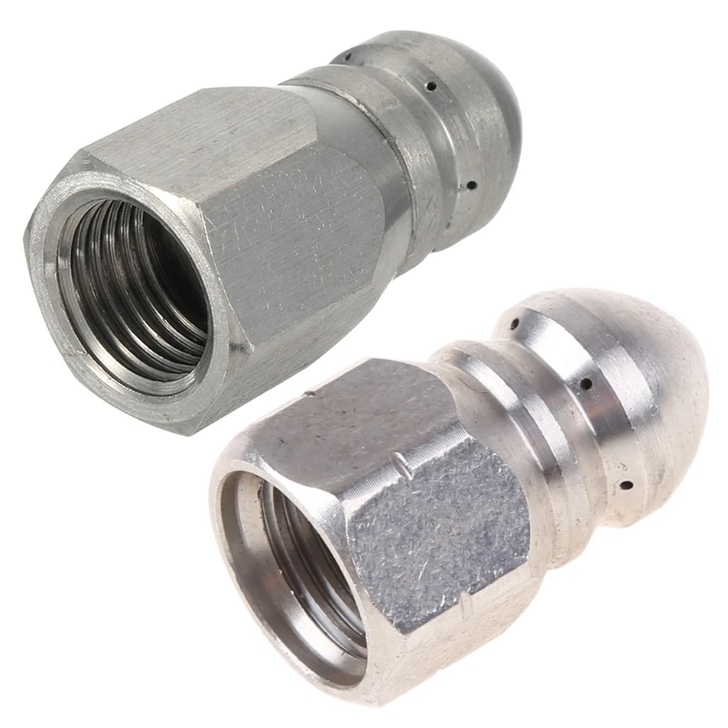 High Pressure Washer Stainless Steel Accessories G1 / 8 " G1 / 4 " 3 / 8" Drain Sewer Cleaning Jetter Rotary Nozzle
