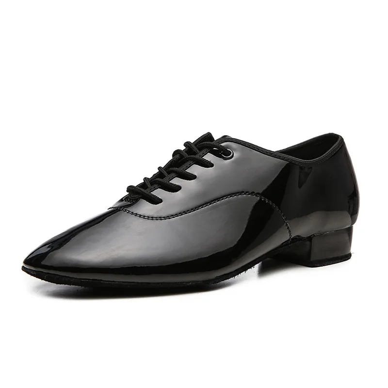 Men Latin Dance Shoes Modern Tango Salsa Leather Ballroom Shoes Square Heels Children Man Sneaker Jazz Back White Color