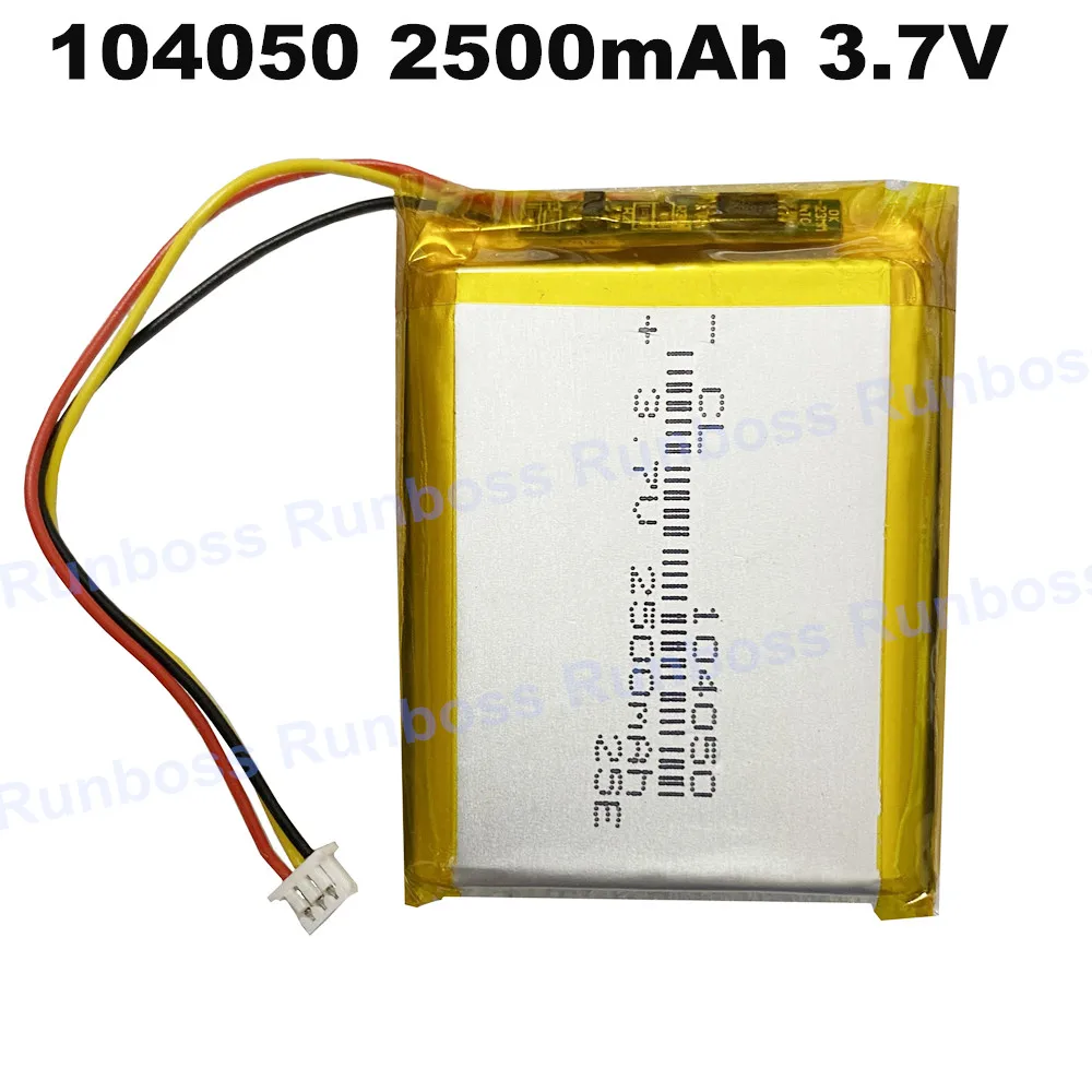 

1-10PCS 3.7V 2500mAh 104050 Polymer Lithium Battery JST 3P 1.25mm Plug For Bluetooth Headset GPS Navigator Car Camera Tablet PC