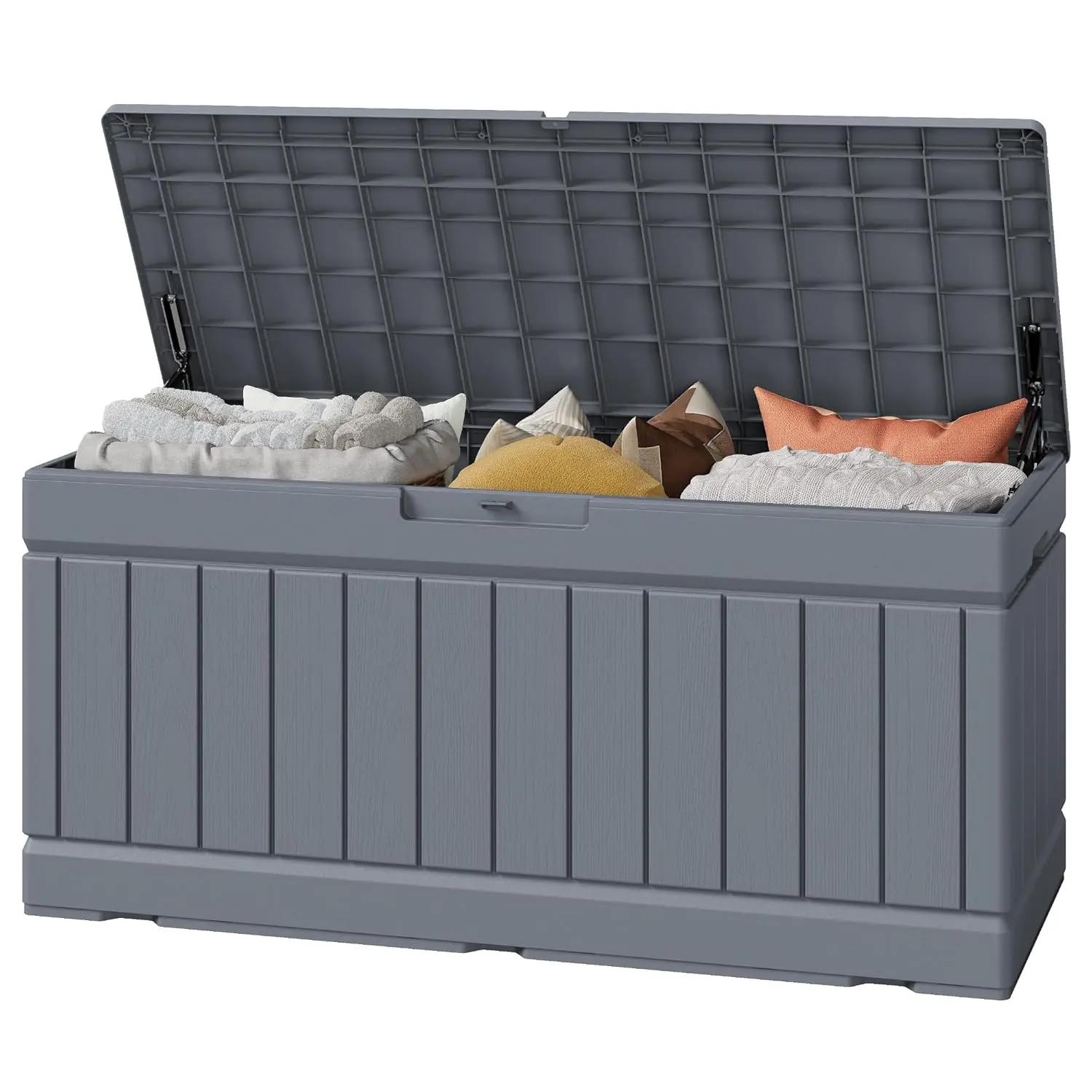 82 Gallon Waterproof Lockable Outdoor Storage Box UV Resistant for Patio Garden Pool Gray, Customized