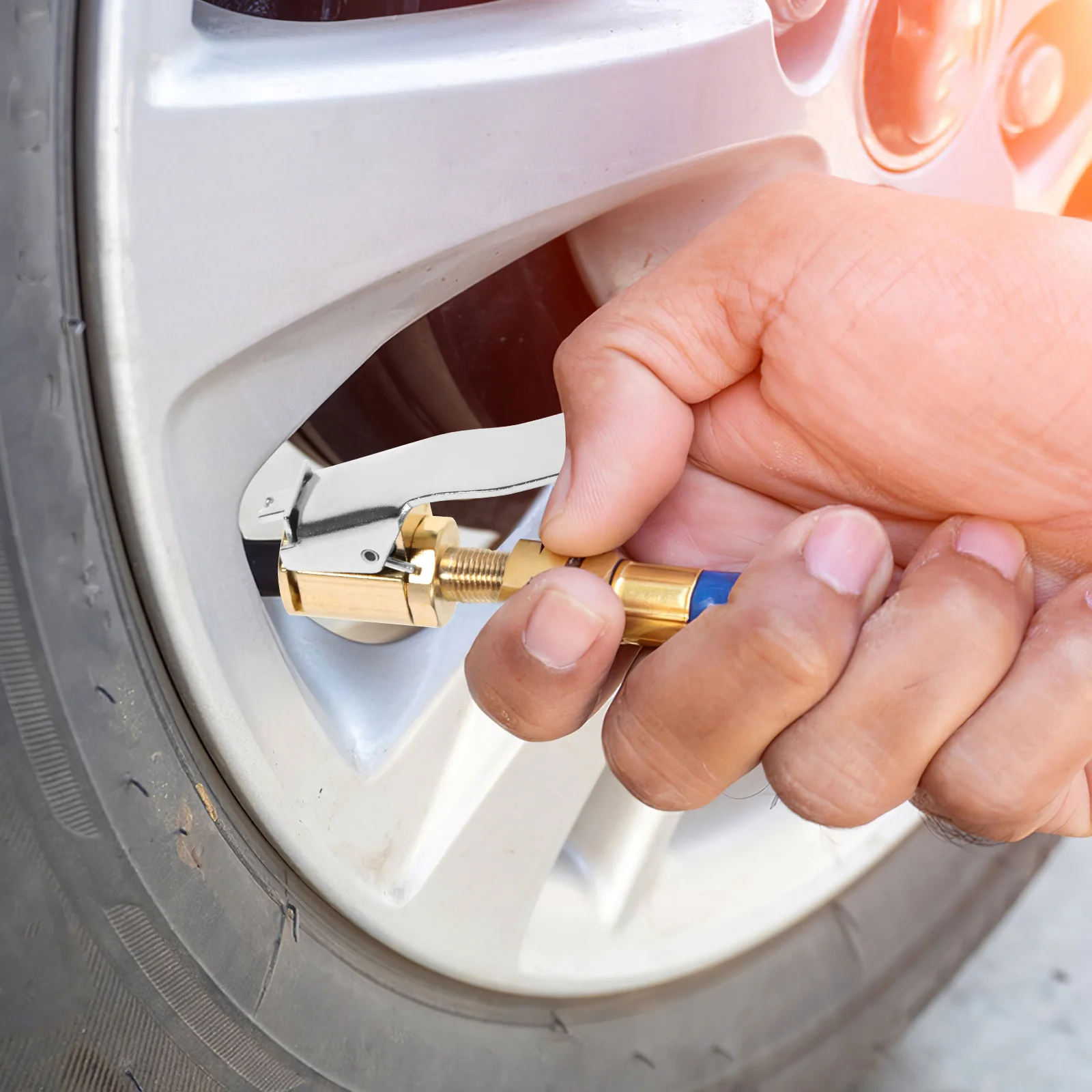 

Car Valve Adapter Air Pump Thread Nozzle Clamp Design Durable Motorcycle Air Chuck Tyre Inflator Nozzle Connector Clip-on