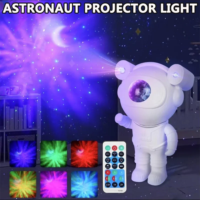 Upgraded Galaxy Night Light Astronaut Starry Nebula Moon Ceiling Sky Projector Light with Timer and Remote Bluetooth Speaker