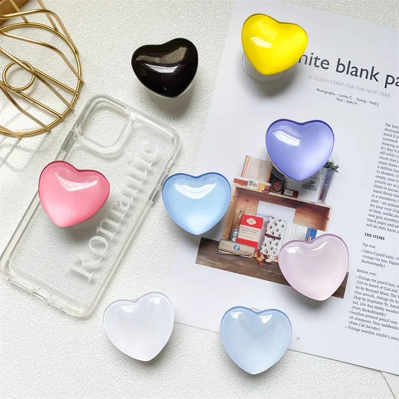 Heart Shape 3D Crystal Foldable Finger Ring Griptok Phone Holder for IPhone Samsung Support Socket Pocket Grip Tok Stand Bracket