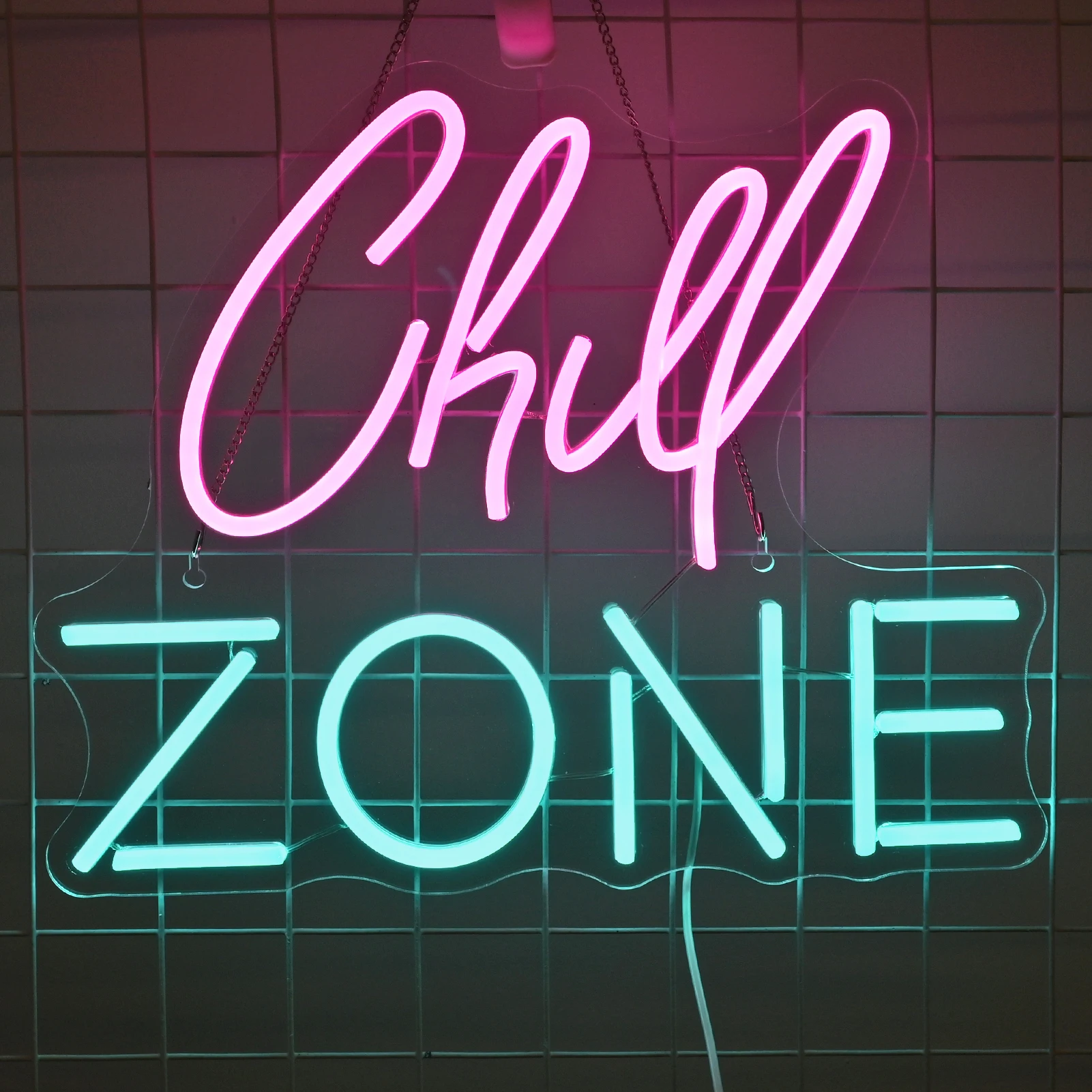 

Blue Pink Letters Chill Zone Neon Signs Led Lights USB Powered Bedroom Decoration Game Room Bar Man Cave Bedroom Wall Art Decor