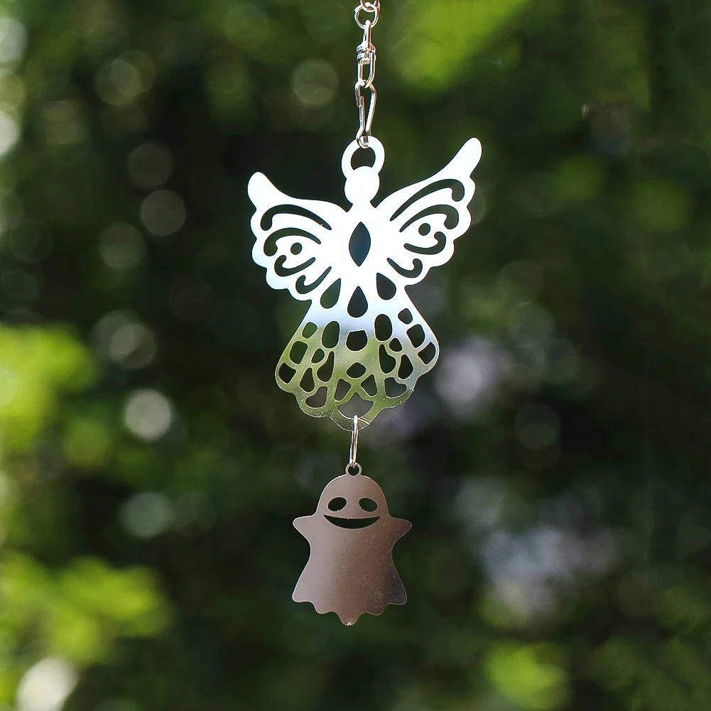 Halloween Metal Hollow Butterfly Ghost Hanging Pendant Car Rearview Mirror Window Decor Spooky Cute Party Festival Gift Prop