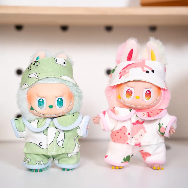 

Только одежда 17 см для одежды Labubu, аксессуары, брелок для детской одежды, пижамы для пар, набор масок для глаз