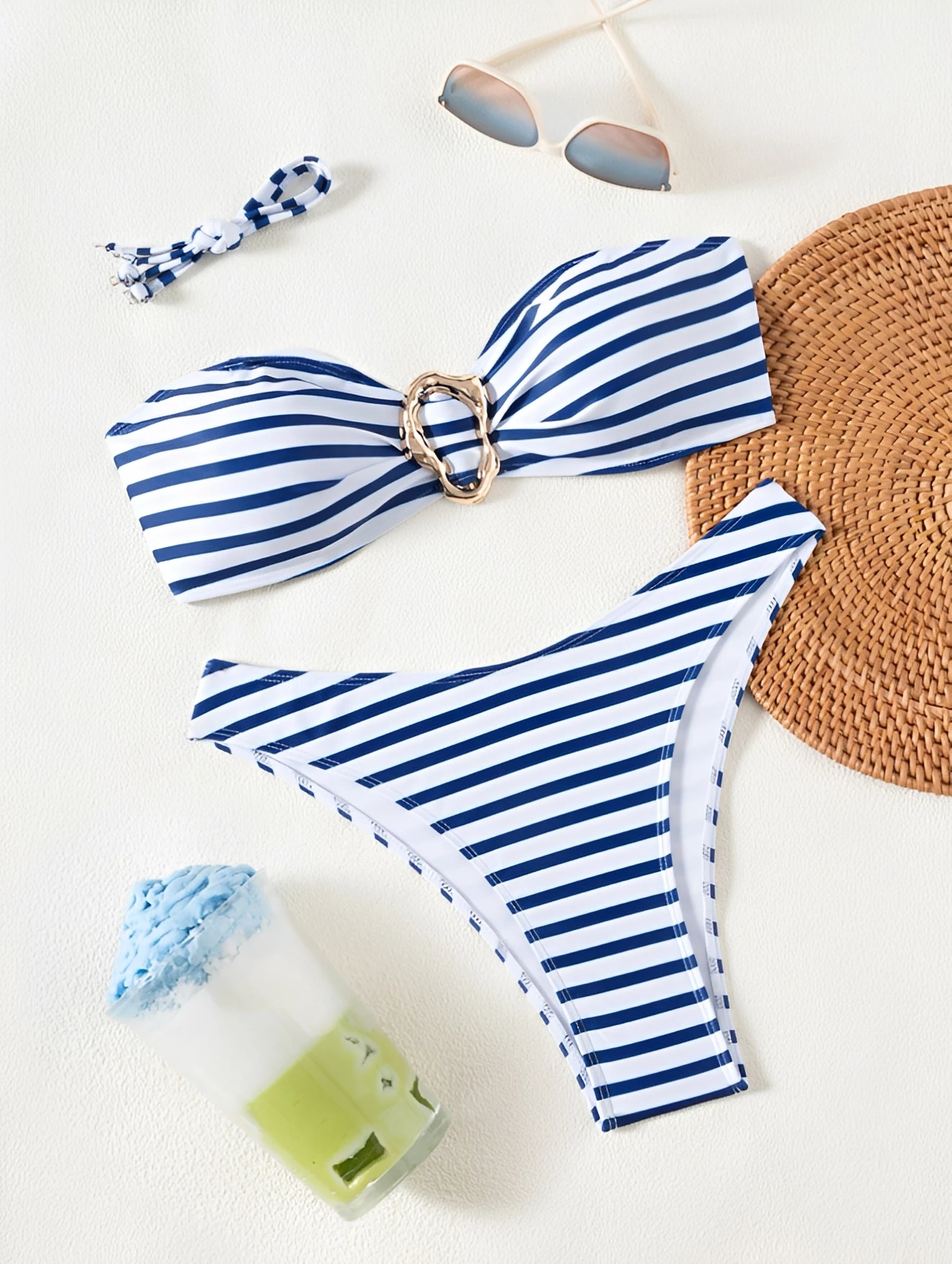 2026 Bandeau Bikinis Women Striped Padded Swimwear Female Sexy Swimsuit Solid Bathers Bathing Swimming Swim Suit Beachwear view 2