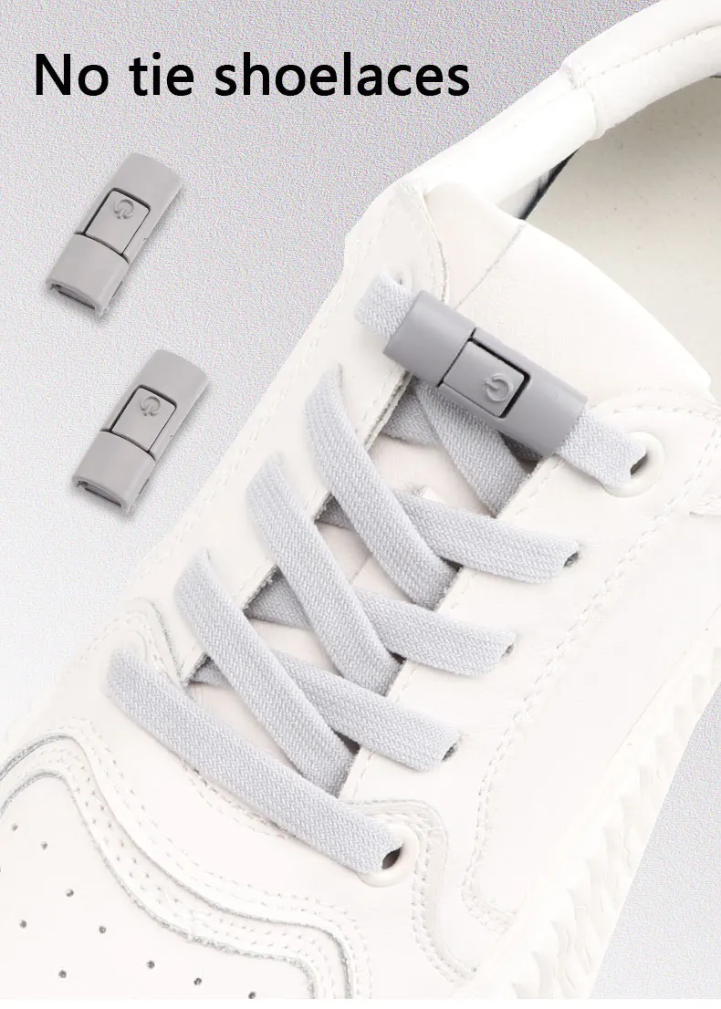 1 Paar Schnürsenkel ohne Binden, Schnürsenkel mit Druckverschluss, elastische Schnürsenkel ohne Binden, flache Schnürsenkel für Sneaker, Kinder und Erwachsene, für Schuhe – Detail 1