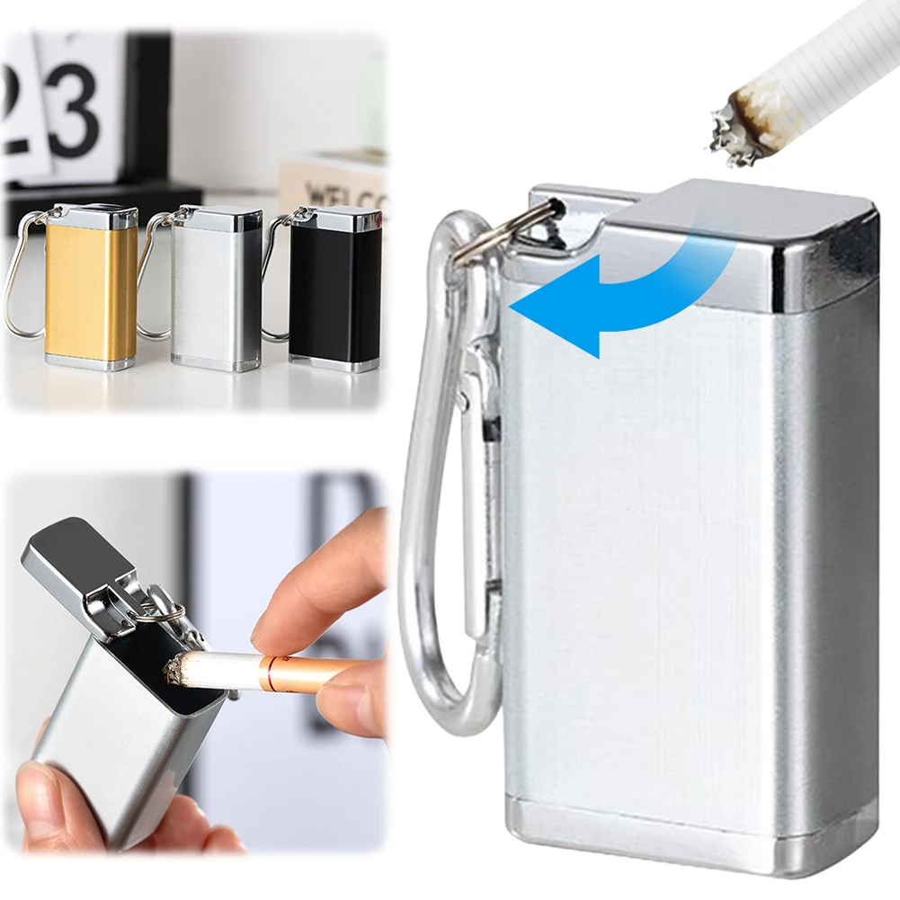 

Уличный мундштук из алюминиевого сплава, коробка для удаления прикладов, вращающаяся крышка, брелок-попельница с карабином для путешествий на открытом воздухе