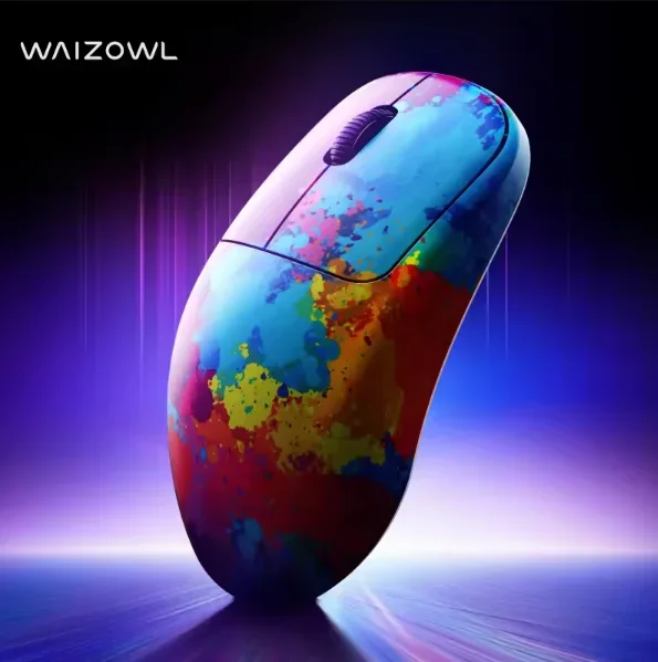 Waizowl OGM Cloud Ultra Mouse para jogos sem fio de três modos Surpass U UWB 30000DPI PAW3950 Sensor 8000Hz Mouse leve para esportes eletrônicos