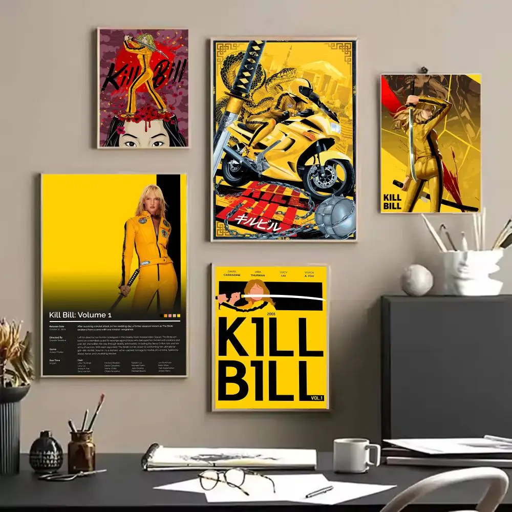 Anime K_Kill B_Bill Art Painting Calligraphy Linen Canvas Poster Wall Prints for Living Room Bedroom Office Home Decoration