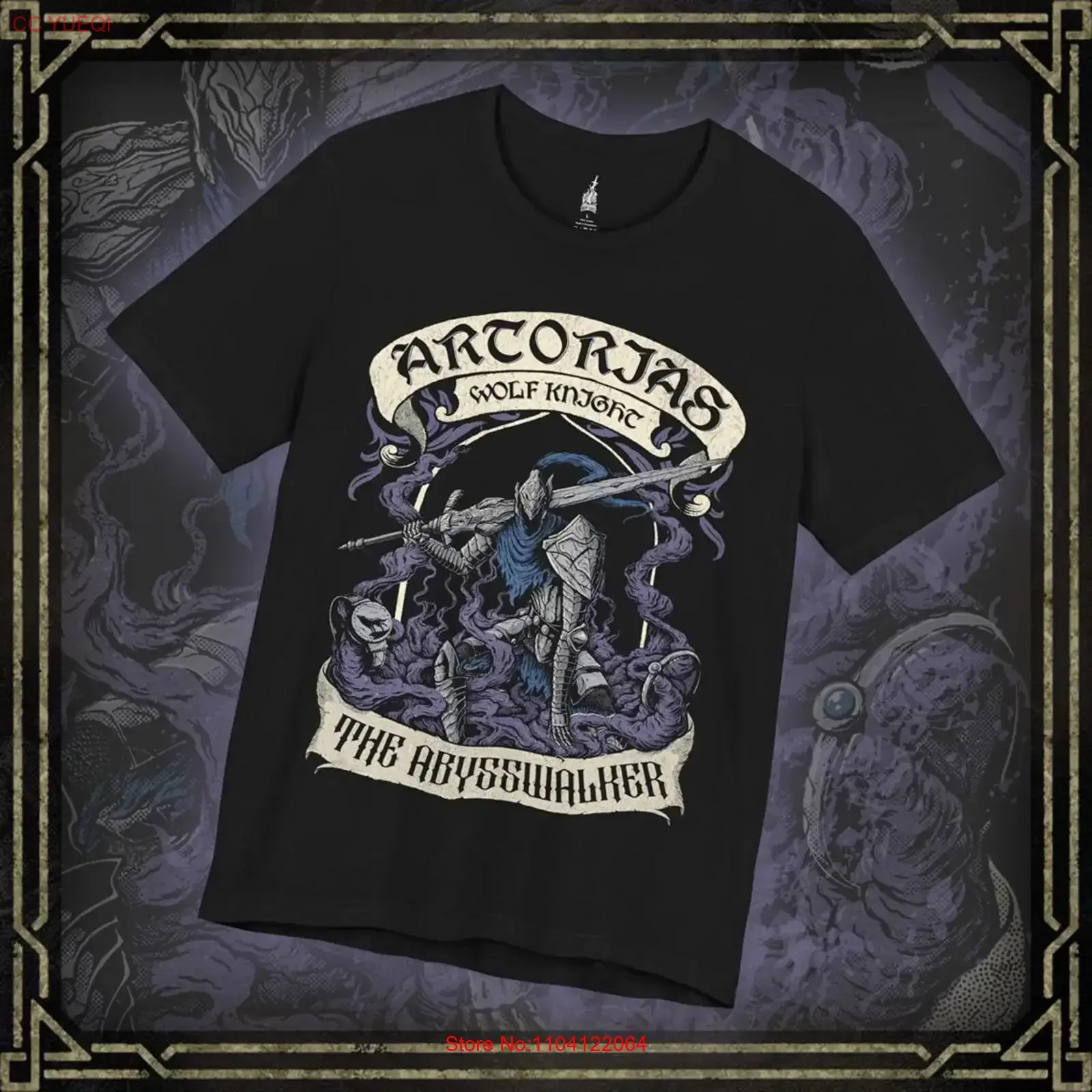 

Футболка Drippy Souls Artorias the Abysswalker Wolf Knight, винтажная уличная одежда с потертым рисунком, слегка повседневная дизайнерская одежда