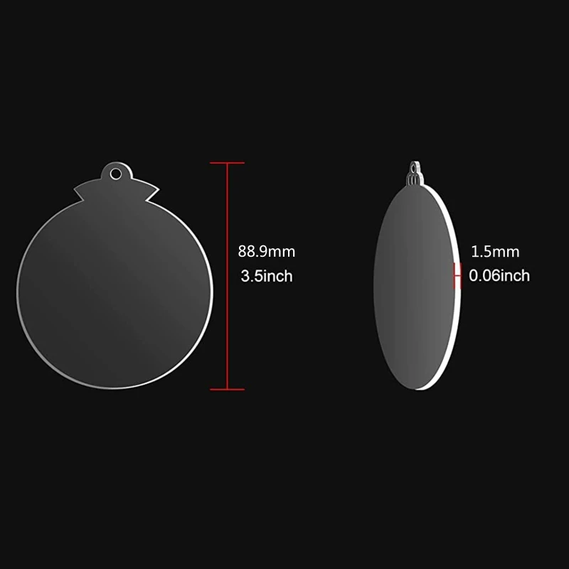 Clear Blank Acrylic Christmas Ornament,Acrylic Keychain Blanks,Unfinished Round Acrylic Christmas Ornament for DIY Craft N2UE