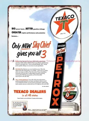 wall restaurant pub living room 1955 Texaco Chief metal tin sign