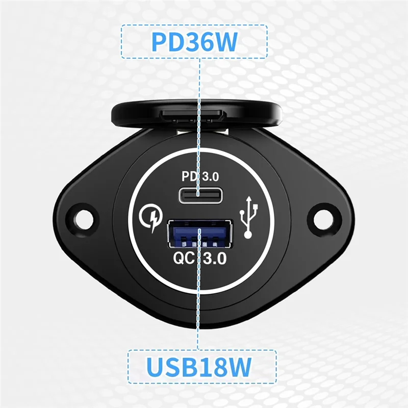 Multifunctional Modified Car Phone Charger Waterproof USB Dual QC3.0 Fast Charging For Car RV Yacht QC PD