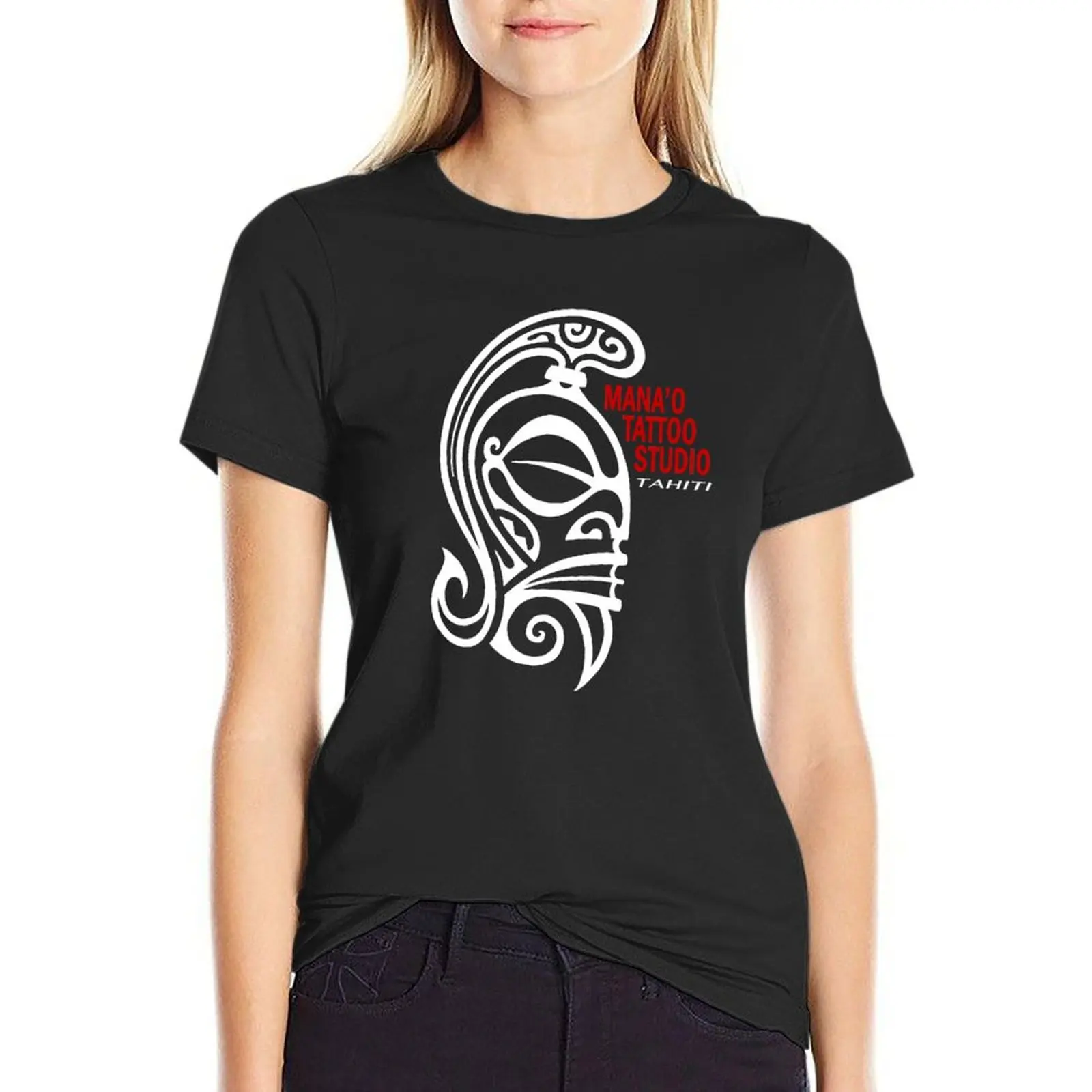 

Футболка Mana'o Tattoo Studio Tahiti TIKI WARRIOR, кавайная одежда, таможенный дизайн, забавная корейская модная женская футболка