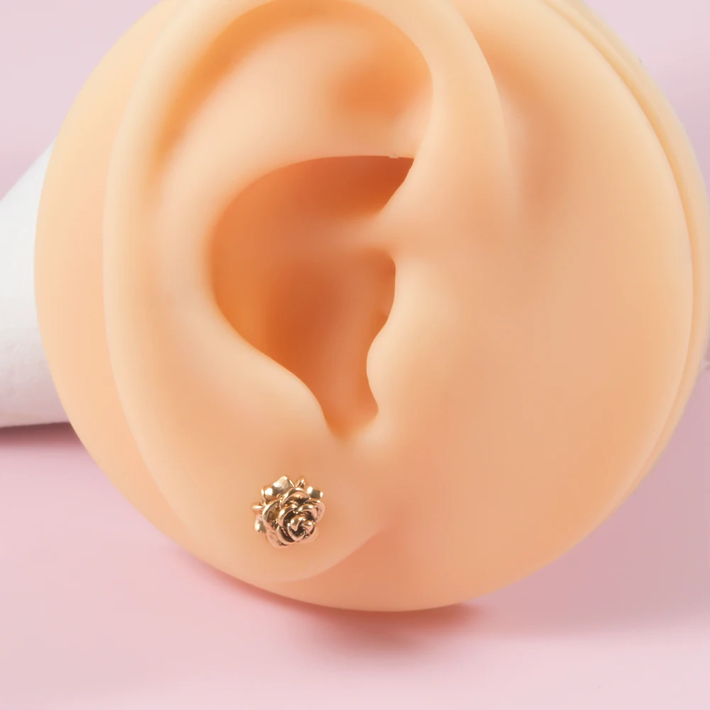 1PC Stainless Steel Punk Vintage Rose Stud Earring Ear Lobe Earring Ear Tragus Helix Cartilage Daith Piercing Body Jewelry