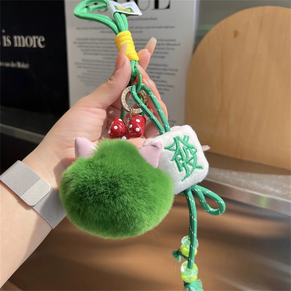 Personalized Keychain Natural Rabbit Fur Ball Key Chain Pendant Cute Kawaii Plush Keyring Creative Soft Bag Charm Car Things