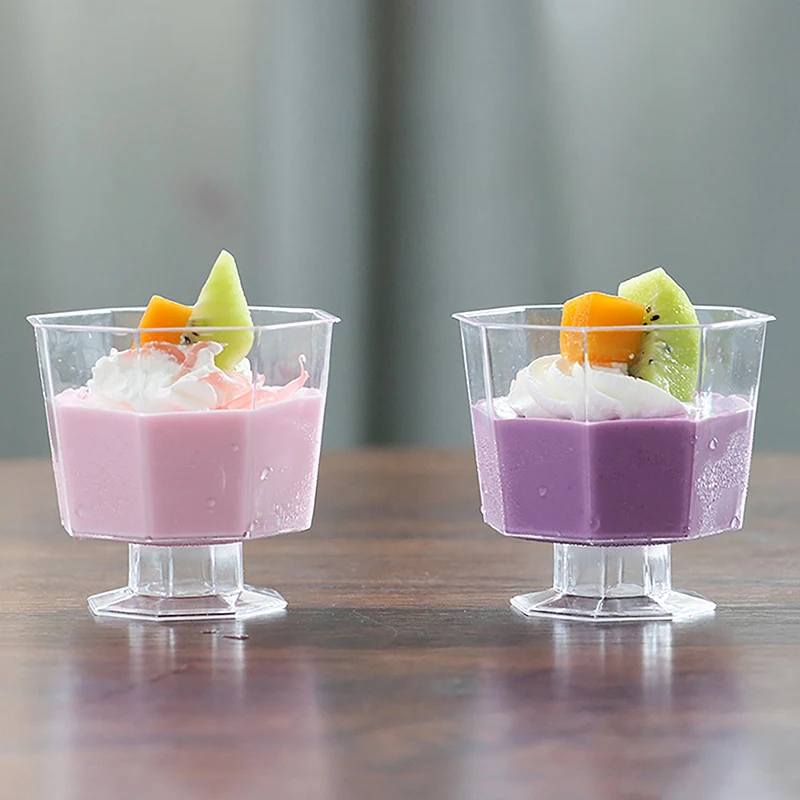 

10Pcs 120ML Mini Dessert Cups Small Dessert Cups Wedding Party Plastic Footed Wine Glasses For Serving Trifles Appetizers