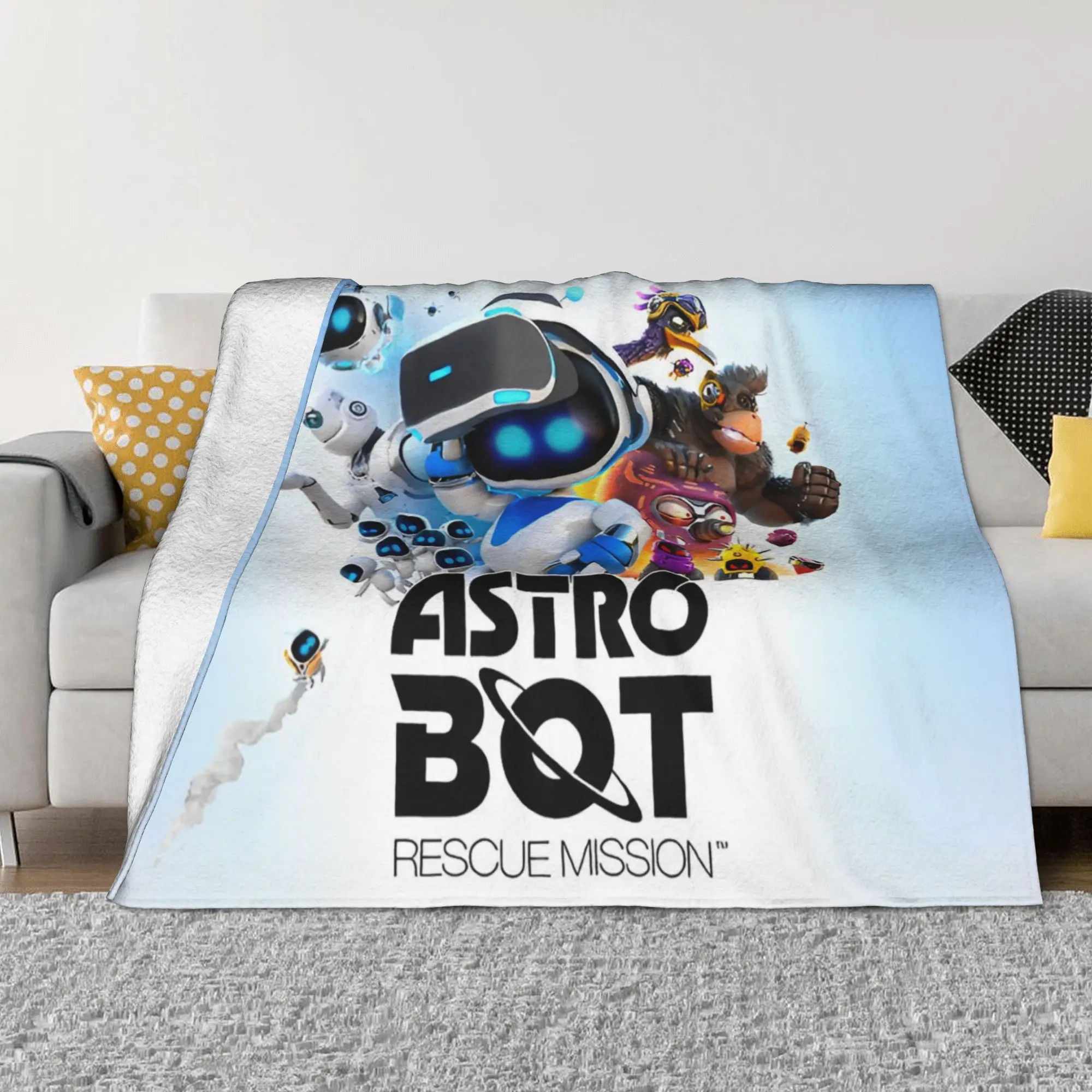 Astrobot Cartoon Game Flannel Blankets Astros Playroom Awesome Throw Blankets for Bed Sofa Couch 150*125cm Bedspread