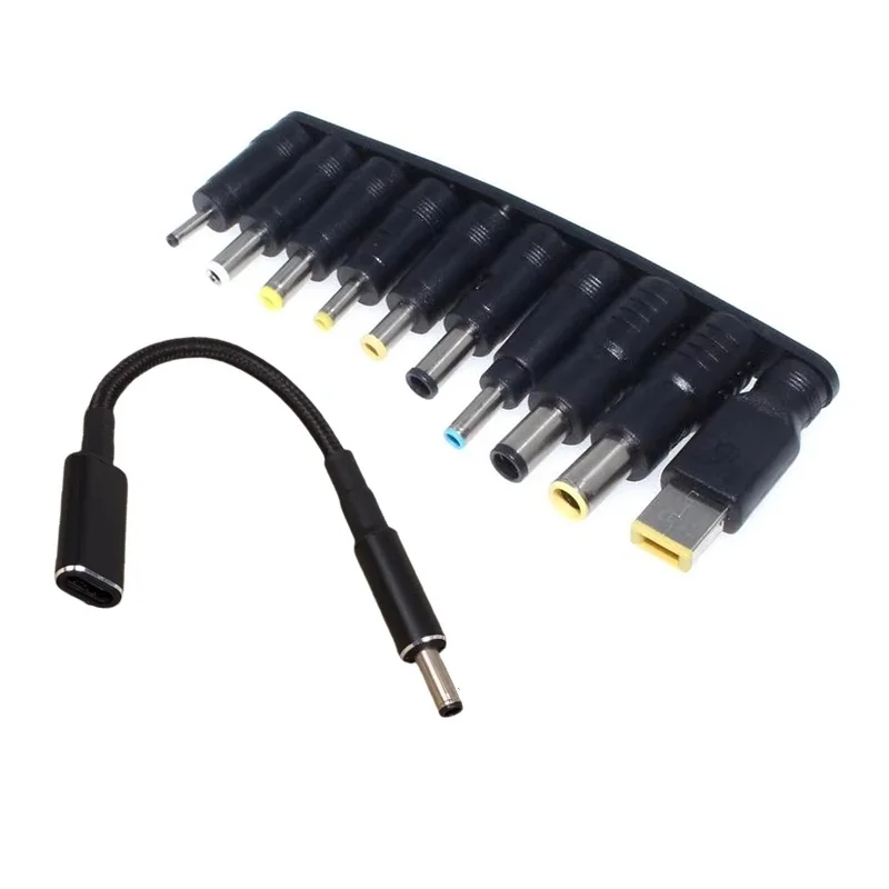 10 In 1 65W Type C Laptop Power Adapter Connector Plug USB Type C to Universal Laptop Charger Jack Charging Cable For Notebooks
