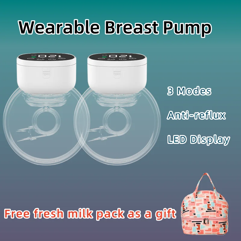 

Wearable electric breast pump Fully automatic integrated hands-free breast pump LED HD screen comfortable and gentle breast pump